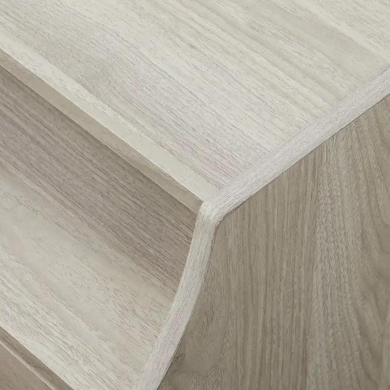 Table de chevet 2 tiroirs en bouleau/noyer foncé avec ports USB, style contemporain, unique