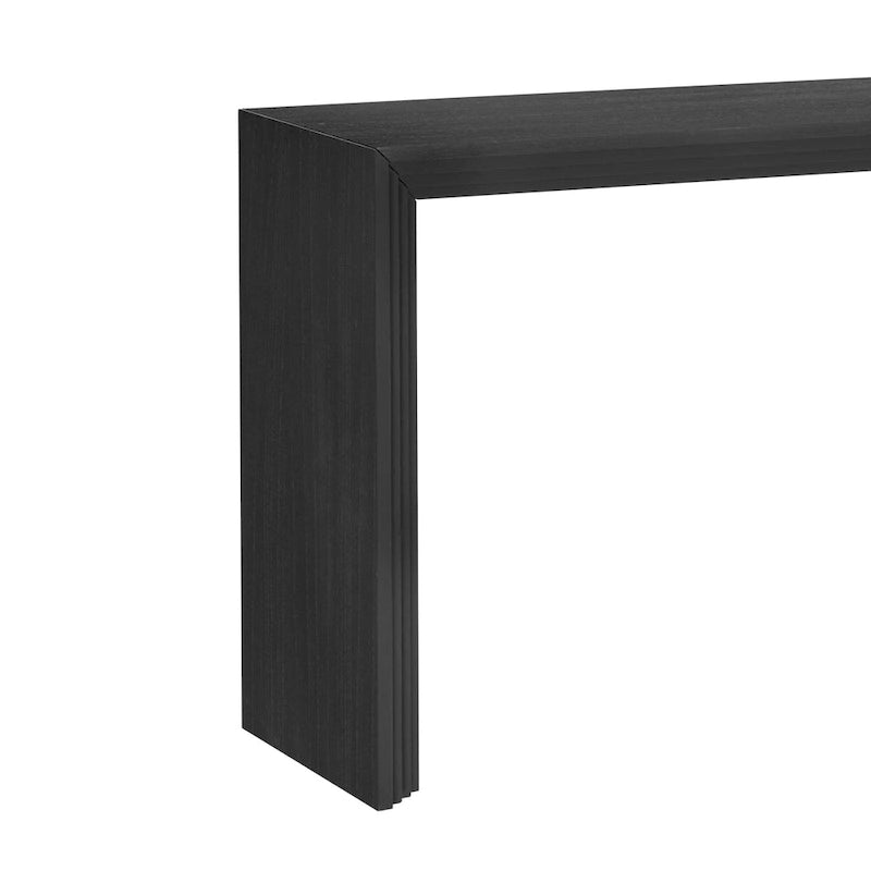 Console à rayures naturelles/noires, assemblage par une seule personne, placage en paulownia