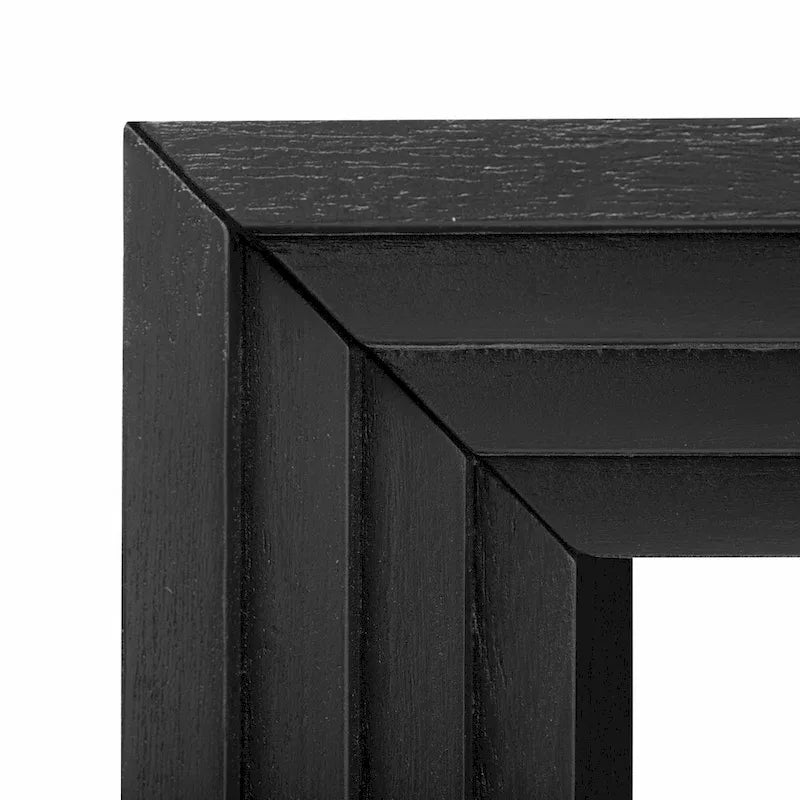 Console à rayures naturelles/noires, assemblage par une seule personne, placage en paulownia