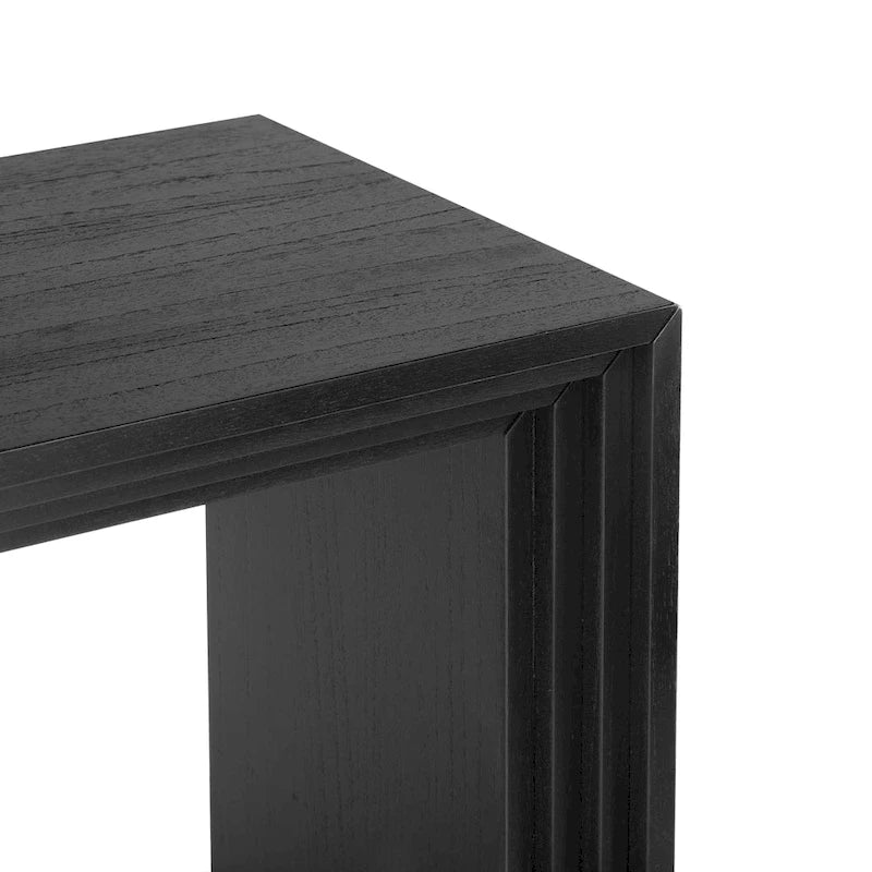 Console à rayures naturelles/noires, assemblage par une seule personne, placage en paulownia