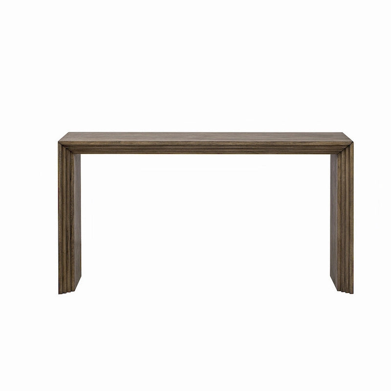Console à rayures naturelles/noires, assemblage par une seule personne, placage en paulownia