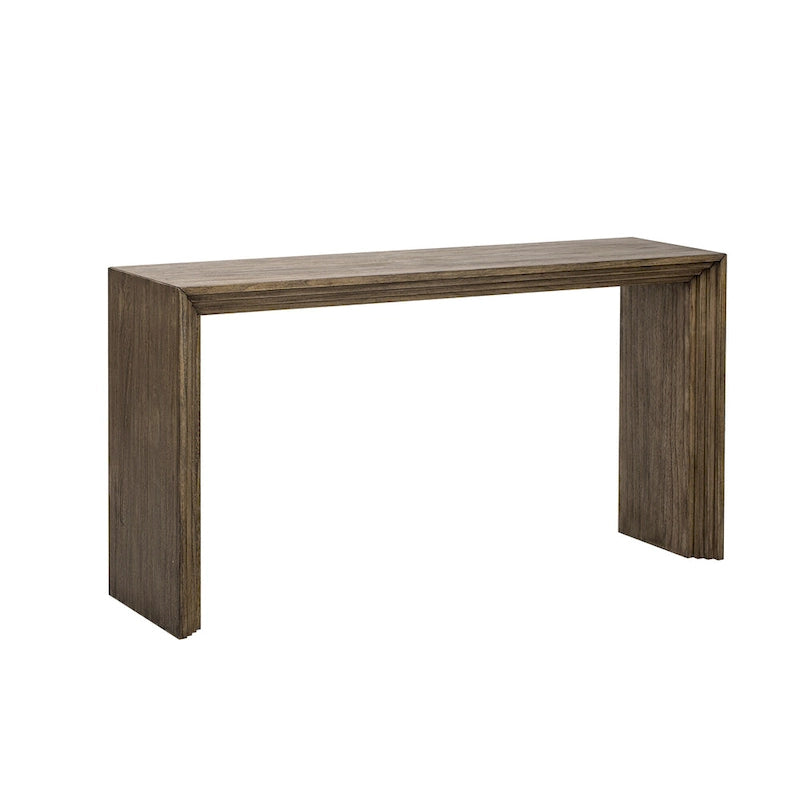 Console à rayures naturelles/noires, assemblage par une seule personne, placage en paulownia