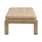 Pouf rectangulaire capitonné en similicuir marron et noyer / marron taupe – 2 places, style table basse