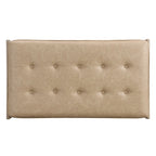 Pouf rectangulaire capitonné en similicuir marron et noyer / marron taupe – 2 places, style table basse