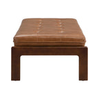 Pouf rectangulaire capitonné en similicuir marron et noyer / marron taupe – 2 places, style table basse