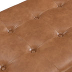 Pouf rectangulaire capitonné en similicuir marron et noyer / marron taupe – 2 places, style table basse