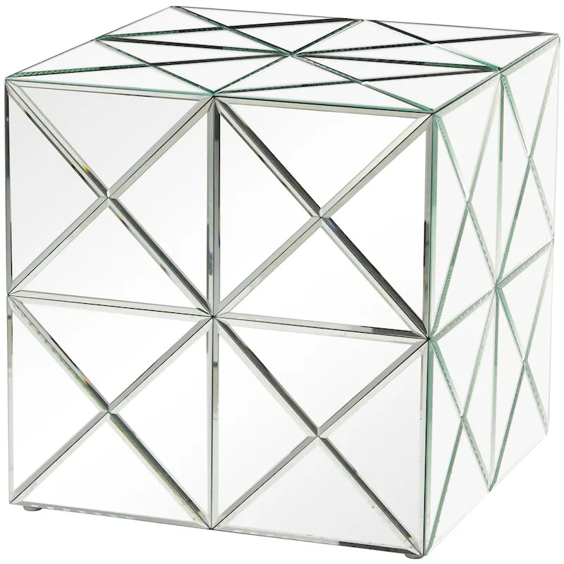 Table d'appoint carrée miroir argenté, simple, intérieur