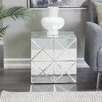 Table d'appoint carrée miroir argenté, simple, intérieur