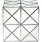 Table d'appoint carrée miroir argenté, simple, intérieur