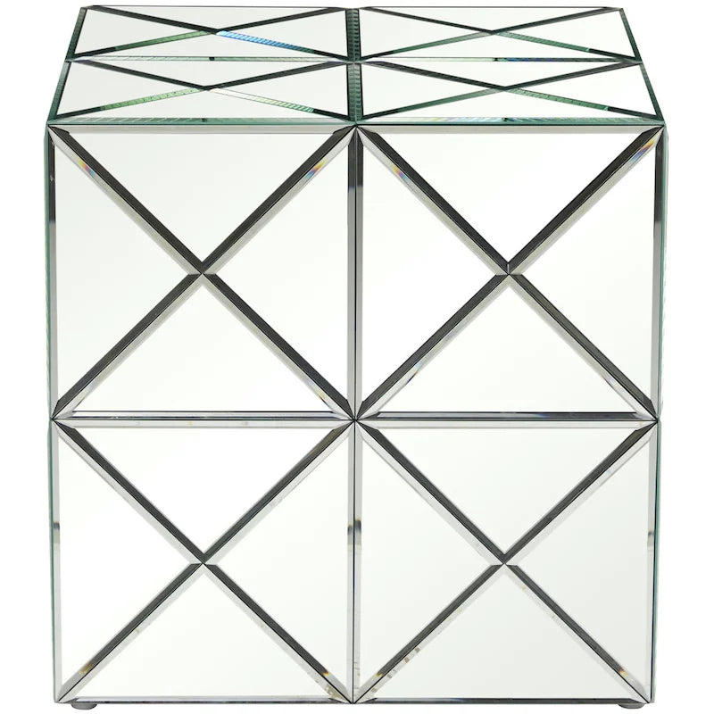 Table d'appoint carrée miroir argenté, simple, intérieur