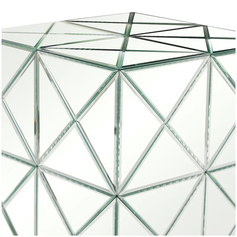 Table d'appoint carrée miroir argenté, simple, intérieur