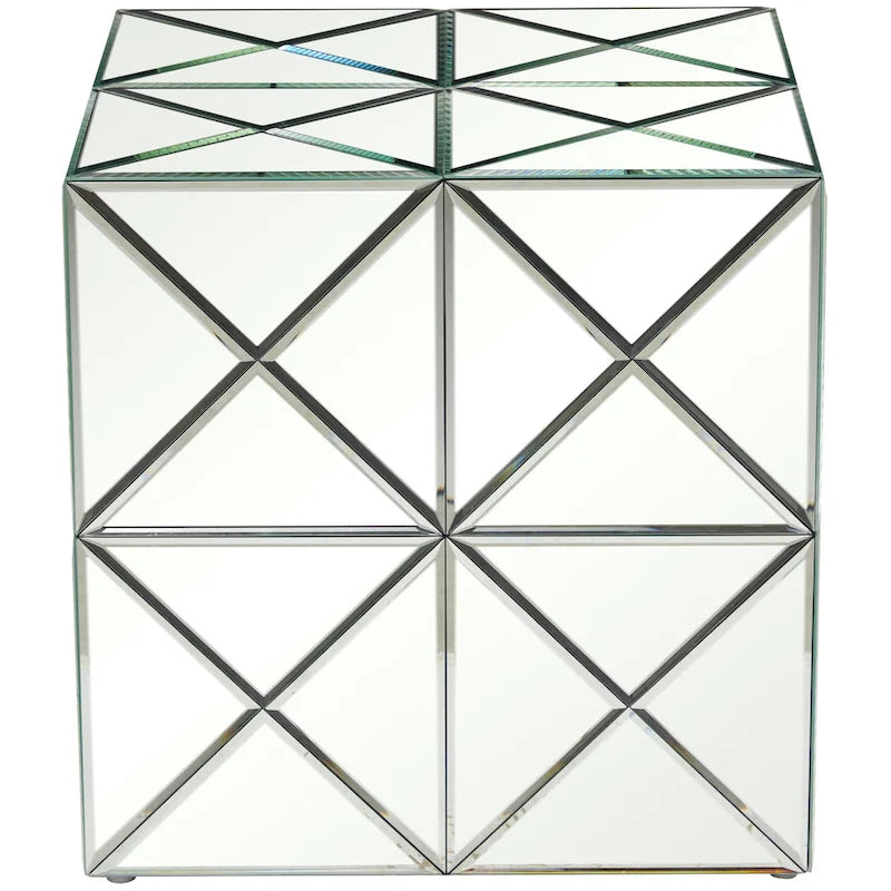 Table d'appoint carrée miroir argenté, simple, intérieur