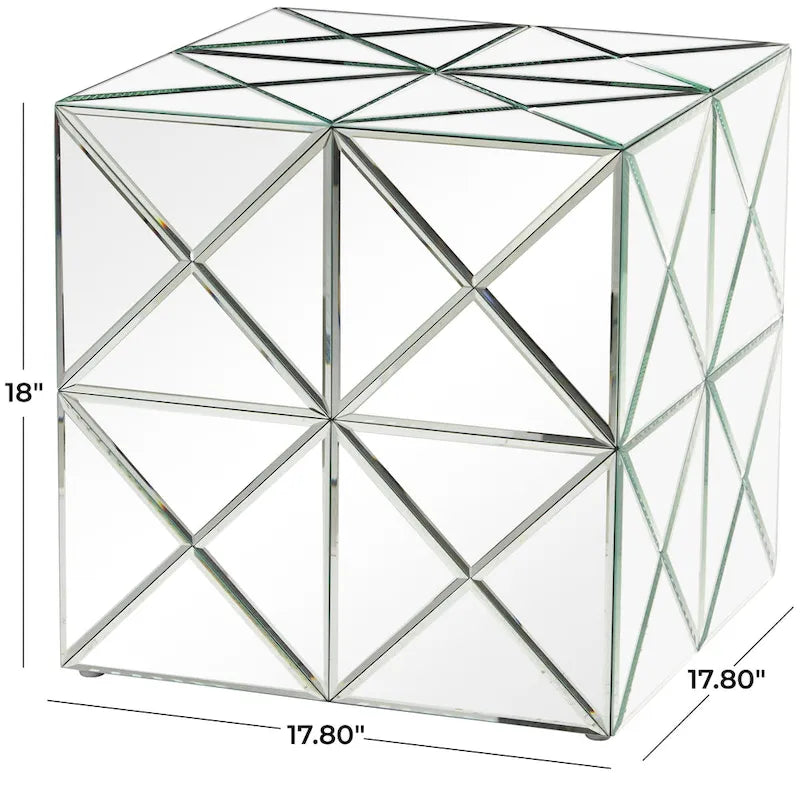 Table d'appoint carrée miroir argenté, simple, intérieur