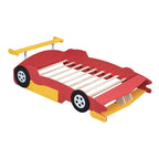 Lit plateforme en forme de voiture de course rouge, style simple, pour 1 personne