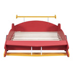 Lit plateforme en forme de voiture de course rouge, style simple, pour 1 personne