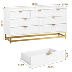 Commode 6 tiroirs blanc/noir avec pieds en métal doré, simple