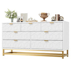 Commode 6 tiroirs blanc/noir avec pieds en métal doré, simple