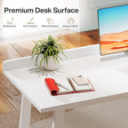 Bureau blanc et doré avec 3 tiroirs, 140 cm, 1 personne