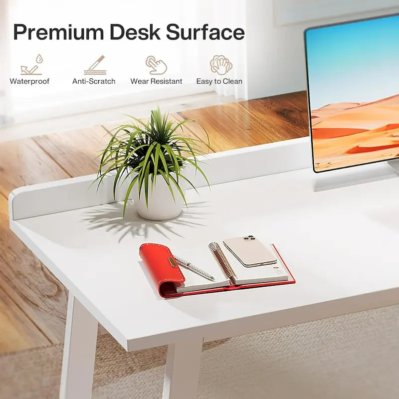 Bureau blanc et doré avec 3 tiroirs, 140 cm, 1 personne