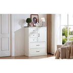Commode à 5 tiroirs, blanc et gris, style vintage, meuble de rangement pour 1 personne