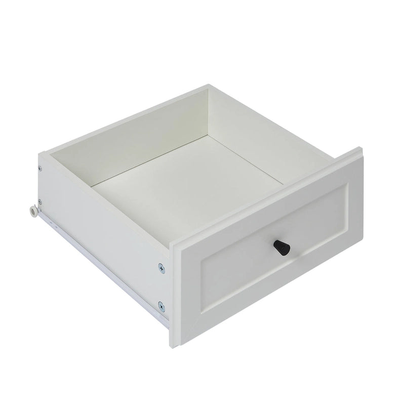 Commode à 5 tiroirs, blanc et gris, style vintage, meuble de rangement pour 1 personne