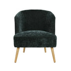 Fauteuil d'appoint tonneau en velours côtelé bleu, une place, pieds en bois d'hévéa