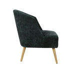 Fauteuil d'appoint tonneau en velours côtelé bleu, une place, pieds en bois d'hévéa