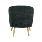 Fauteuil d'appoint tonneau en velours côtelé bleu, une place, pieds en bois d'hévéa