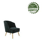 Fauteuil d'appoint tonneau en velours côtelé bleu, une place, pieds en bois d'hévéa