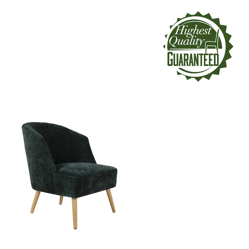 Fauteuil d'appoint tonneau en velours côtelé bleu, une place, pieds en bois d'hévéa