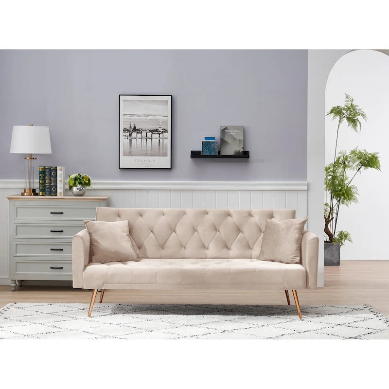 Canapé-lit convertible 2 places Rose / Vert / Bleu / Beige