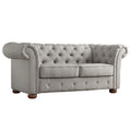 Causeuse capitonnée chesterfield 2 places en lin gris