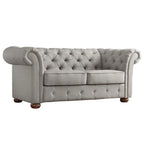 Causeuse capitonnée chesterfield 2 places en lin gris
