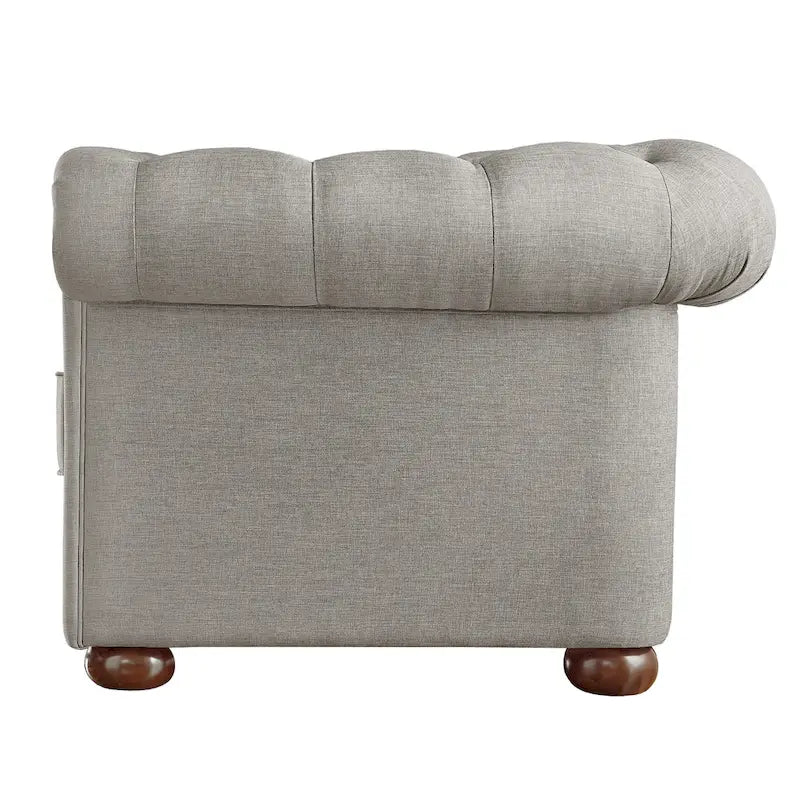 Causeuse capitonnée chesterfield 2 places en lin gris