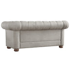 Causeuse capitonnée chesterfield 2 places en lin gris