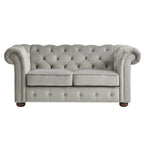 Causeuse capitonnée chesterfield 2 places en lin gris