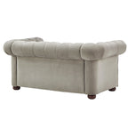 Causeuse capitonnée chesterfield 2 places en lin gris