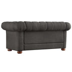 Causeuse capitonnée chesterfield 2 places en lin gris