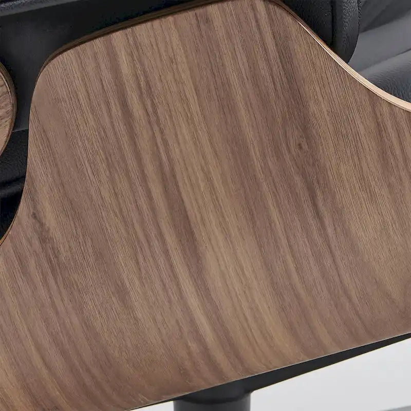 Fauteuil de salon en cuir véritable marron avec ottoman, une place
