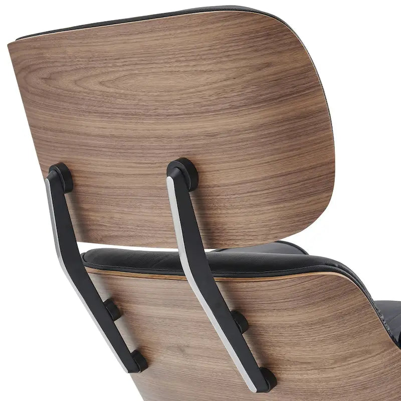 Fauteuil de salon en cuir véritable marron avec ottoman, une place