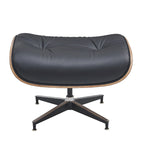 Fauteuil de salon en cuir véritable marron avec ottoman, une place