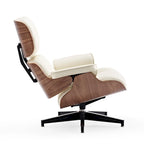 Fauteuil de salon en cuir véritable marron avec ottoman, une place