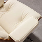 Fauteuil de salon en cuir véritable marron avec ottoman, une place