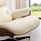 Fauteuil de salon en cuir véritable marron avec ottoman, une place