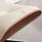 Fauteuil de salon en cuir véritable marron avec ottoman, une place