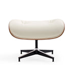 Fauteuil de salon en cuir véritable marron avec ottoman, une place