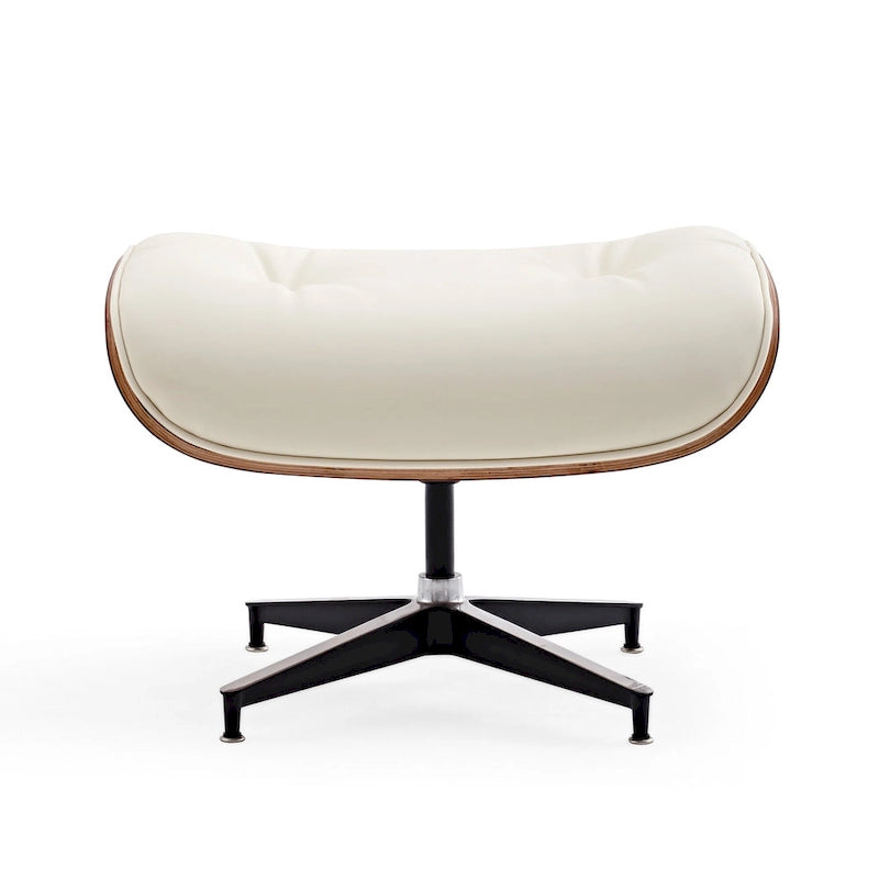 Fauteuil de salon en cuir véritable marron avec ottoman, une place