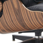 Fauteuil de salon en cuir véritable marron avec ottoman, une place