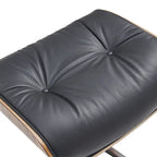 Fauteuil de salon en cuir véritable marron avec ottoman, une place