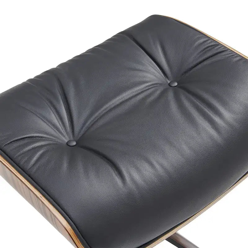 Fauteuil de salon en cuir véritable marron avec ottoman, une place